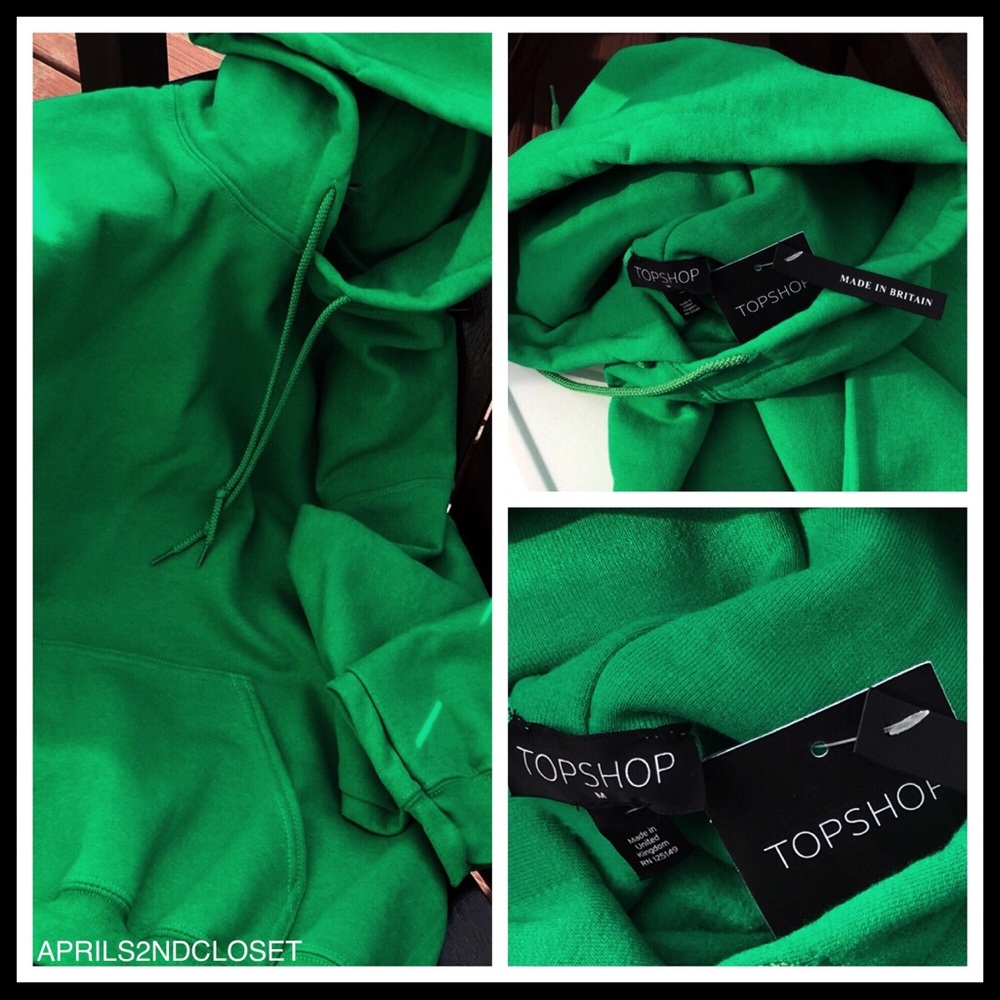 TOPSHOP HOODIE GREEN PULLOVER SWEATSHIRT A3C - Picture 5 of 7